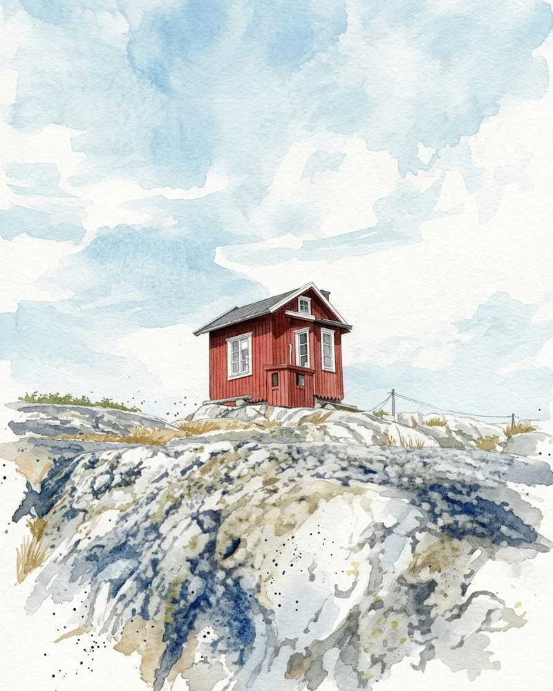 Exempel på ditt hus i akvarell